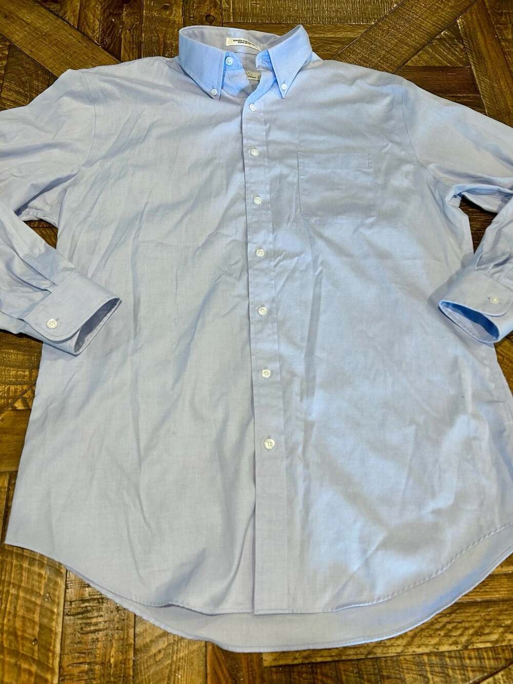 Coper & Stewart Button-Down Shirt Size 16 1/2 34/35 Blue Non-Iron Cotton